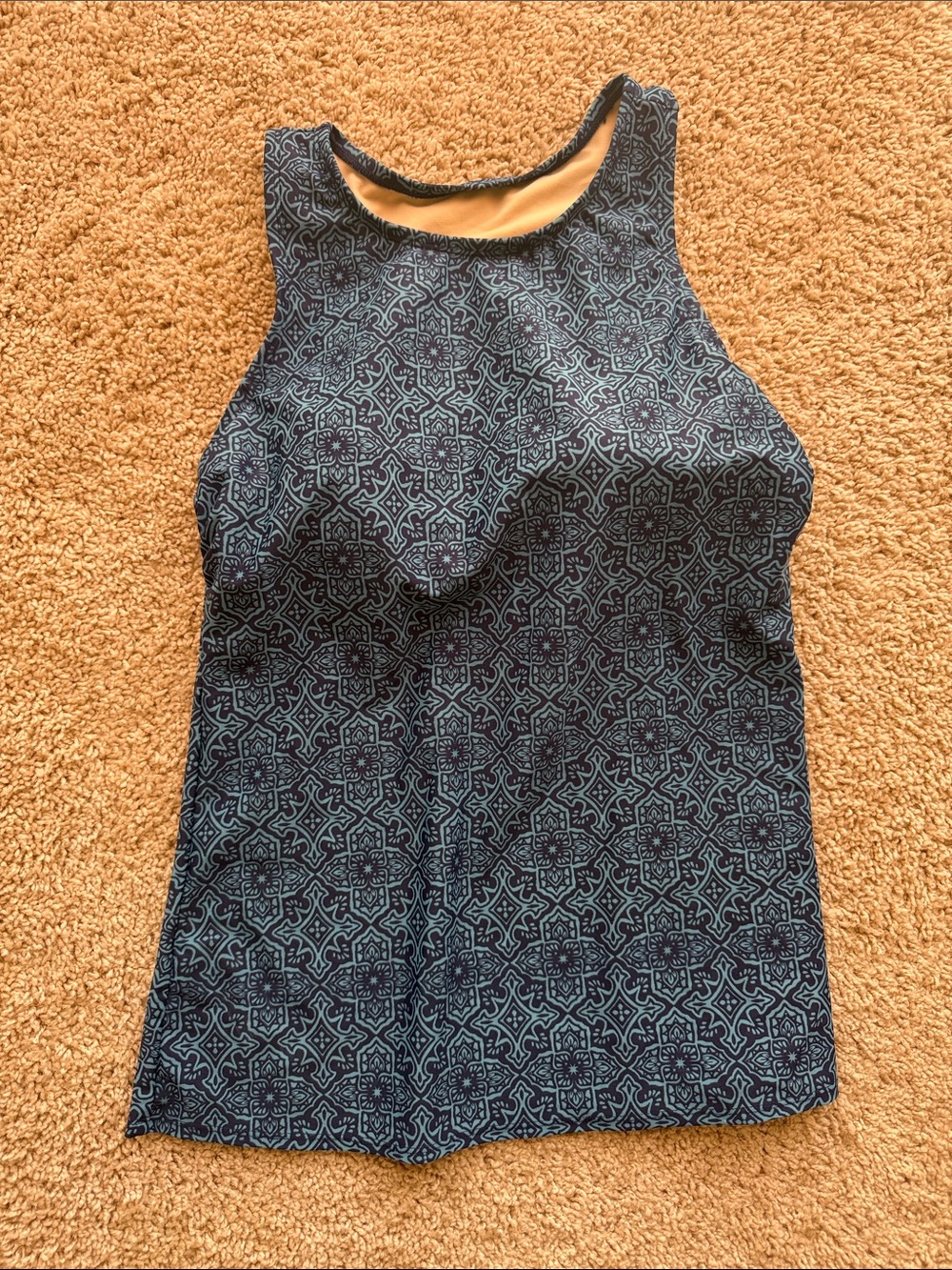 Kona Sol Women’s Sleeveless Navy Patterned Tank Top